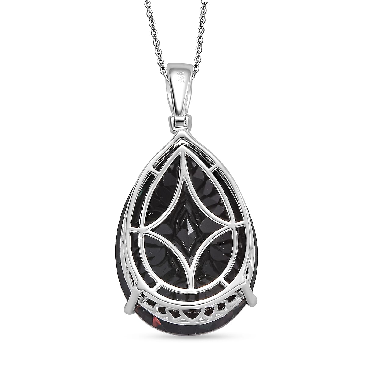 BIGGEST SIZE Alexandrite Triplet Quartz Pendant with Chain (Size 20) in Rhodium Overlay Sterling Silver 53.69 Ct.