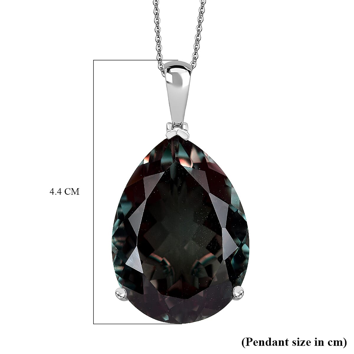 BIGGEST SIZE Alexandrite Triplet Quartz Pendant with Chain (Size 20) in Rhodium Overlay Sterling Silver 53.69 Ct.