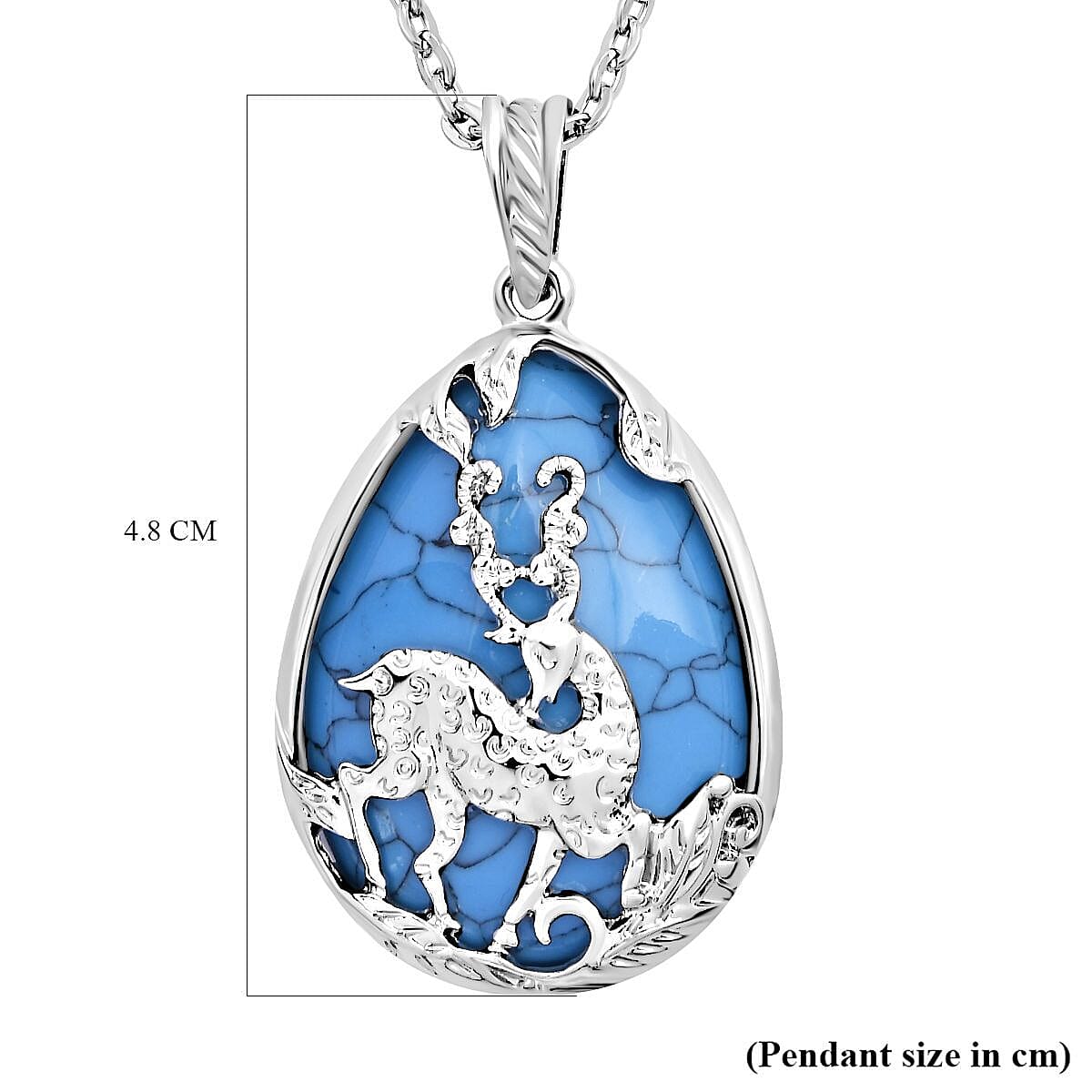 Blue Howlite Pendant with Chain ( Size 20 With 1.5 Inch extender) in Silver Tone 33.80 Ct