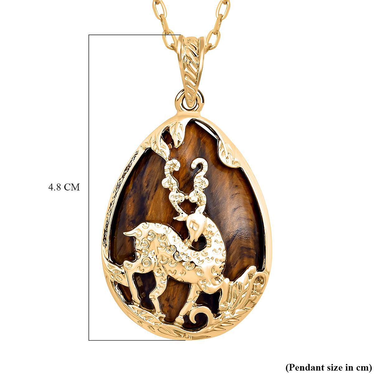 Yellow Tigers Eye Pendant with Chain (Size 20 with 1.5 Inch Extender) in Yellow Gold Tone 33.00 Ct