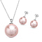 2 Piece Set - Pink Shell Pearl Pendant with Chain ( Size 20) and Earrings (With Push Back) in Rhodium Overlay Sterling Silver