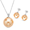 Golden Shell Pearl Earrings ( With Push Back ) and Pendant with Chain ( Size 20) in Rhodium Overlay Sterling Silver