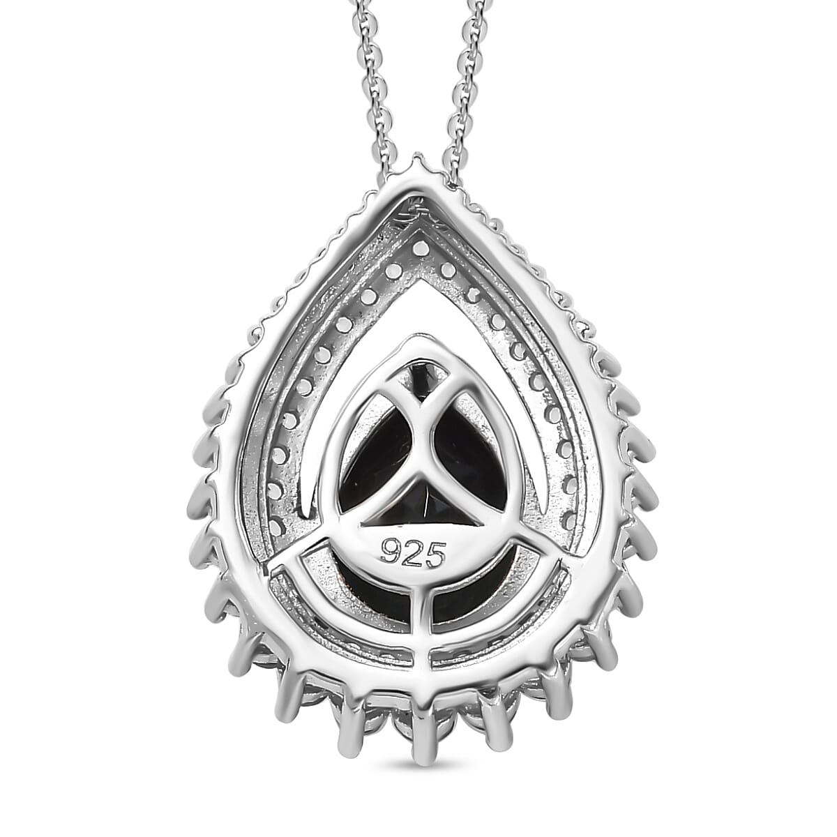 Alexandrite Triplet Quartz, White Zircon Pendant with Chain (Size 20) in Rhodium Overlay Sterling Silver 3.55 Ct.