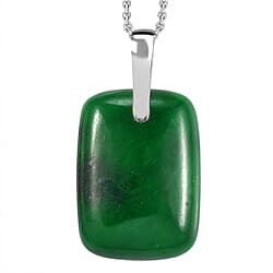 Green Jade Pendant with Chain (Size 20) Mix Metal