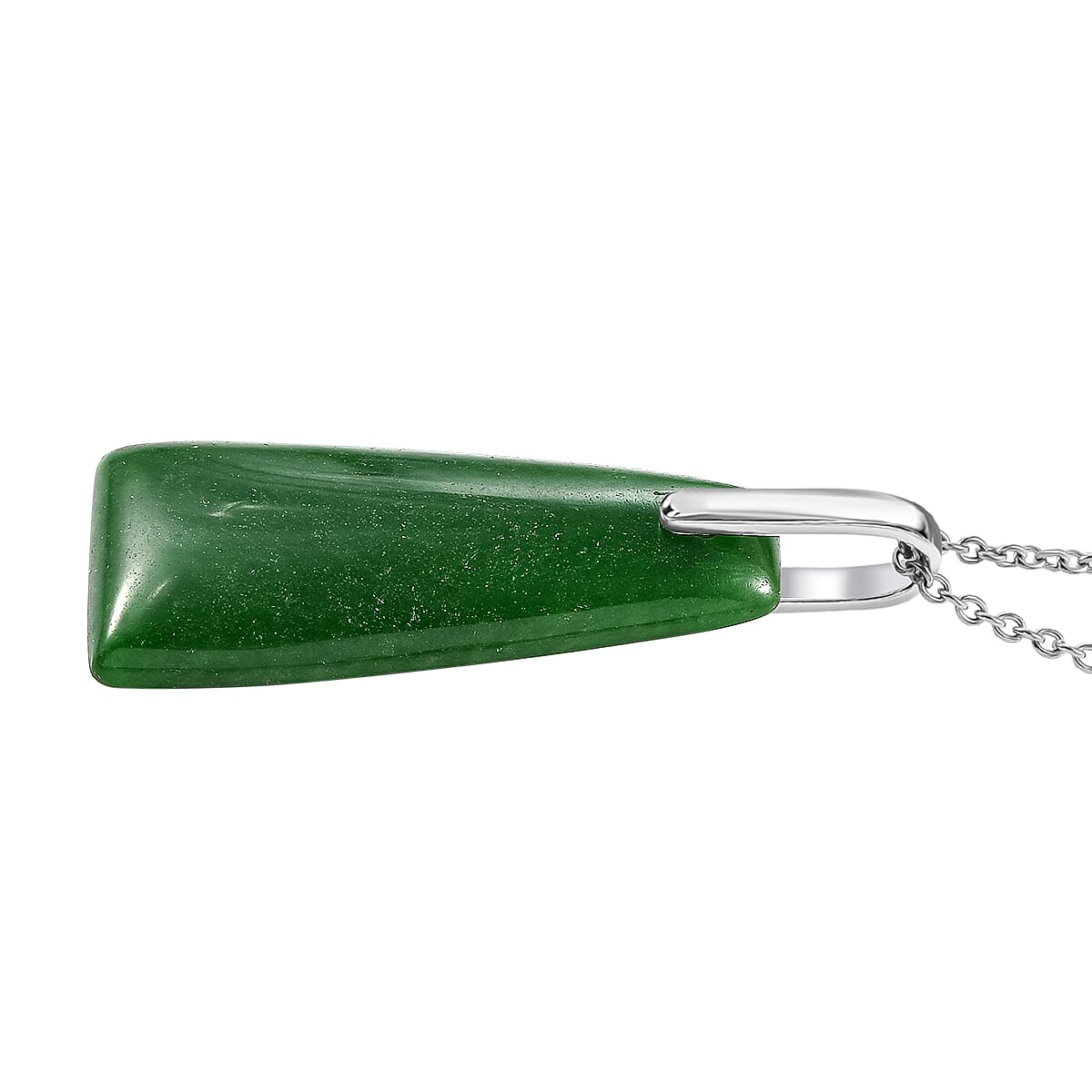 Green Jade Pendant with Chain (Size 20) Mix Metal