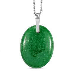 Green Jade Pendant with Chain (Size 20) Mix Metal
