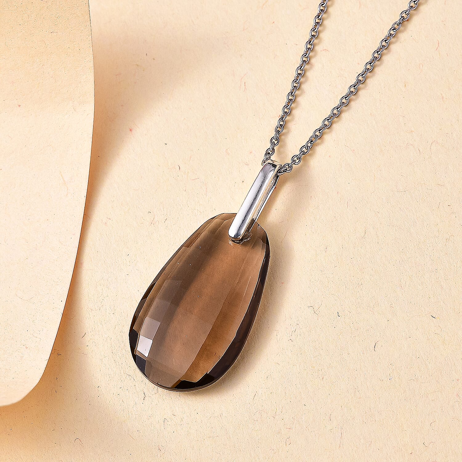 Smoky Quartz Pendant with Chain (Size - 20) 23.00 Ct.