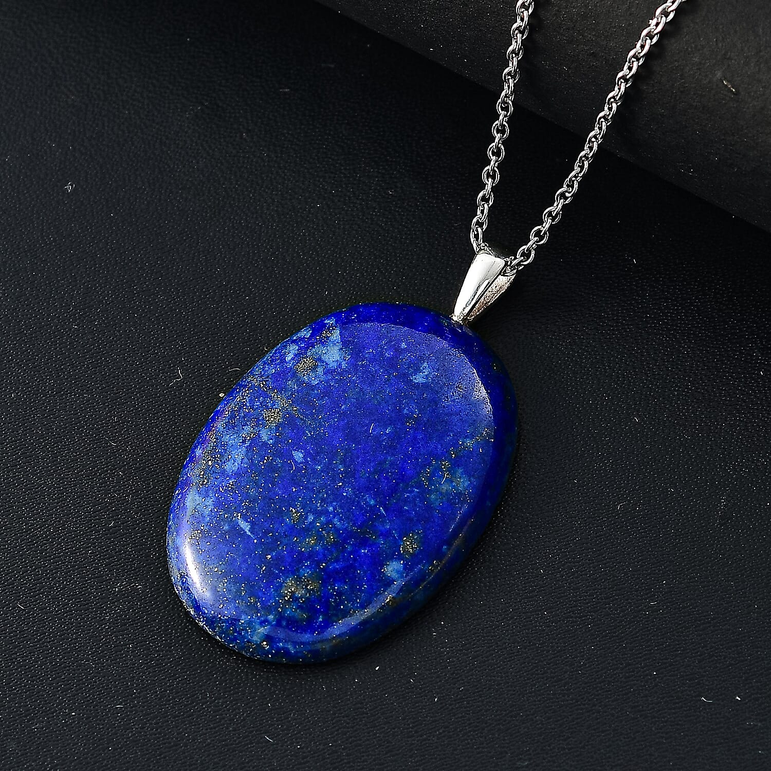 Lapis Lazuli Sterling Silver Pendant with Chain (Size - 20) 53.25 Ct.