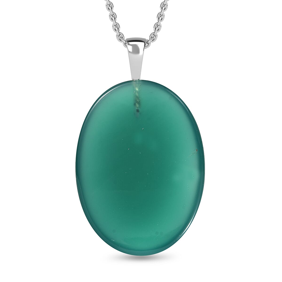 Verde Onyx Sterling Silver Pendant with Chain (Size - 20)  51.32 Ct.