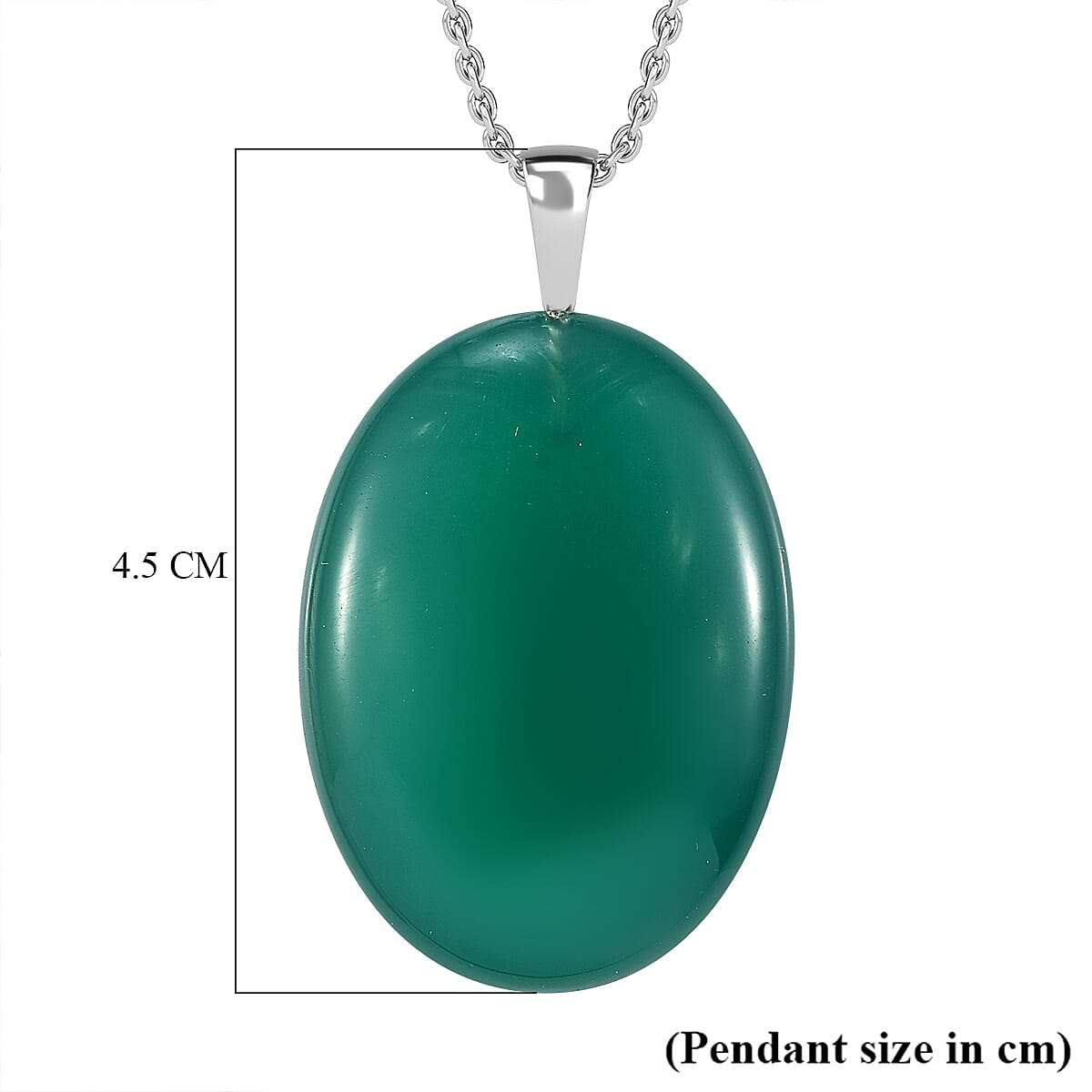 Verde Onyx Sterling Silver Pendant with Chain (Size - 20)  51.32 Ct.