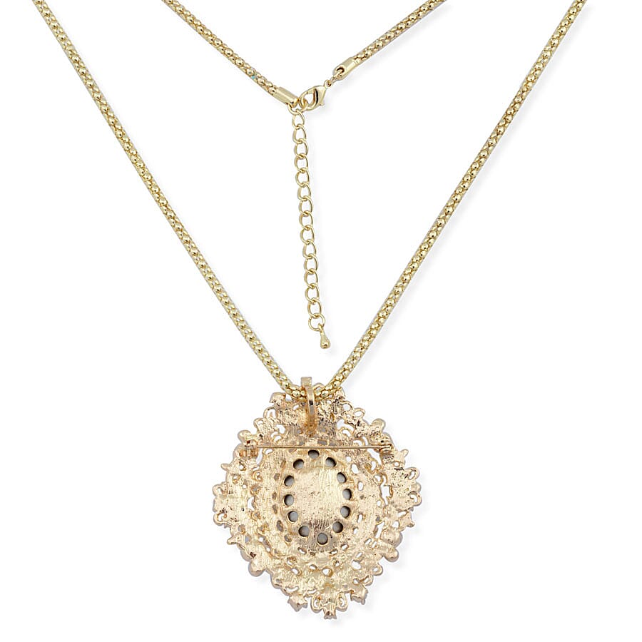 Simulated Mystic White Crystal Pendant with Chain (Size - 24-2) in Yellow Gold Tone