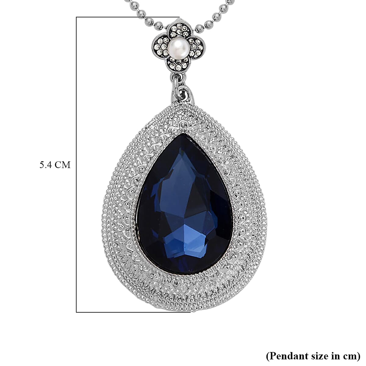 White Crystal & Blue Crystal Pendant with Chain (Size 24-2)