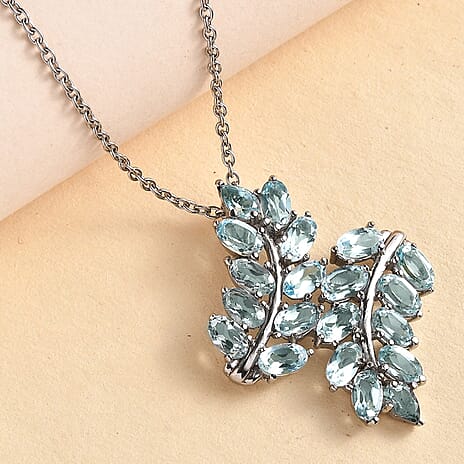 Skyblue Topaz Pendant with Chain (Size 20) in Silver Tone 4.78 Ct.
