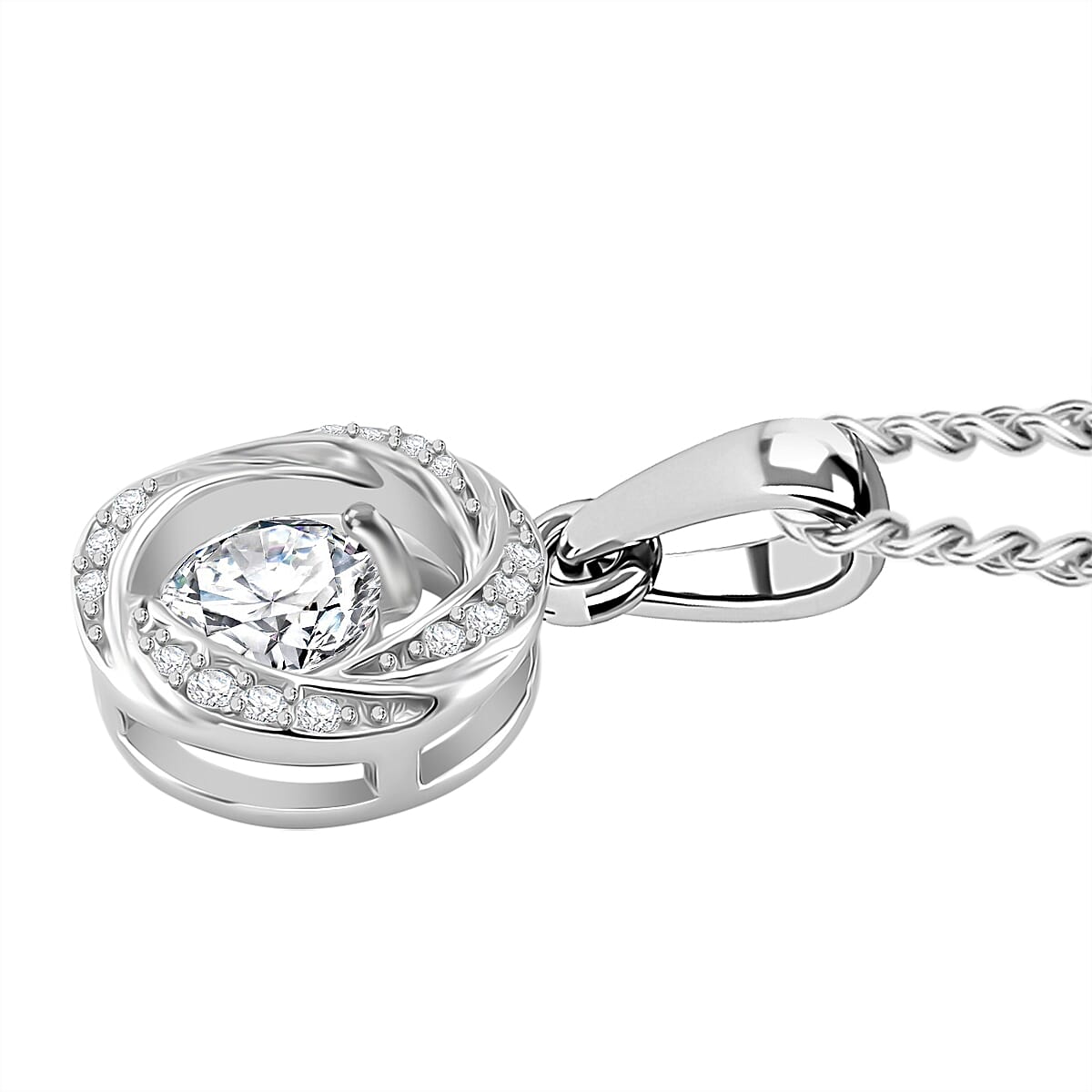 RADIANTA Moissanite - GRA Certified (D-VVS1) Moissanite Pendant with Chain (Size - 18) in Rhodium Overlay Sterling Silver.