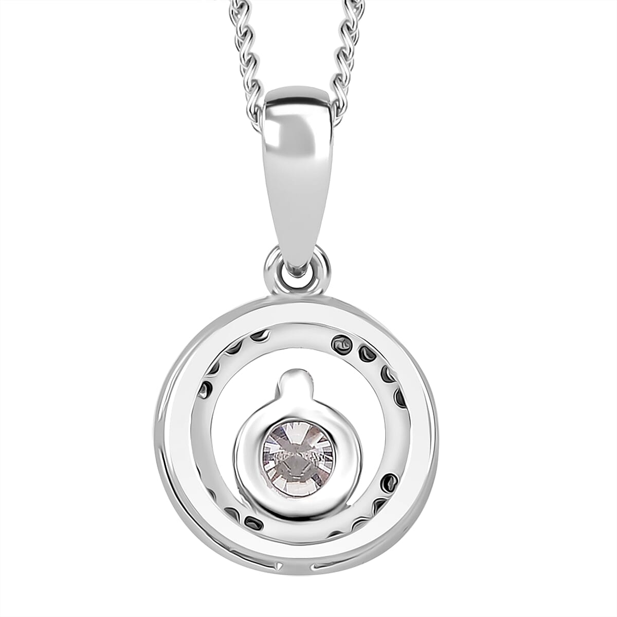 RADIANTA Moissanite - GRA Certified (D-VVS1) Moissanite Pendant with Chain (Size - 18) in Rhodium Overlay Sterling Silver.