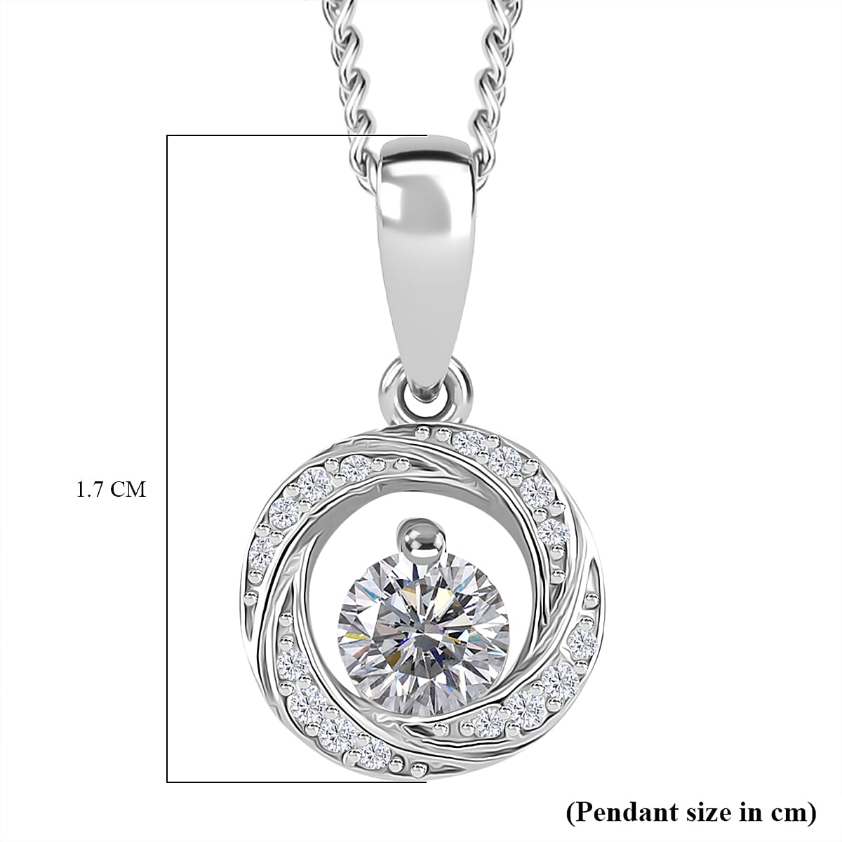 RADIANTA Moissanite - GRA Certified (D-VVS1) Moissanite Pendant with Chain (Size - 18) in Rhodium Overlay Sterling Silver.