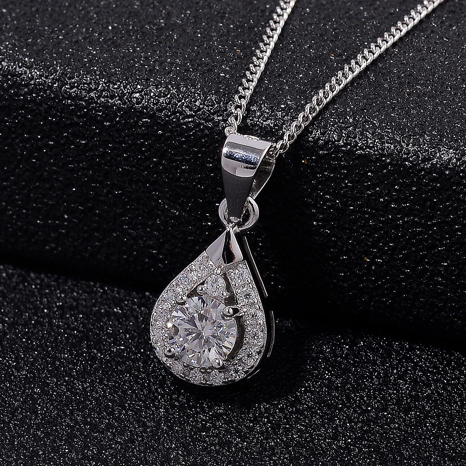 RADIANTA Moissanite - GRA Certified D-VVS1 Moissanite Pendant with Chain (Size - 18) in Rhodium Overlay Sterling Silver.