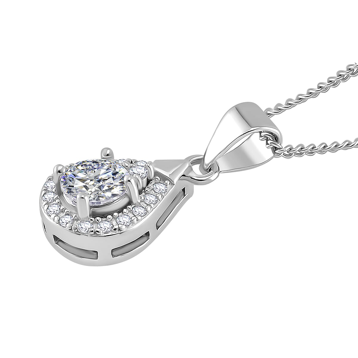 RADIANTA Moissanite - GRA Certified D-VVS1 Moissanite Pendant with Chain (Size - 18) in Rhodium Overlay Sterling Silver.