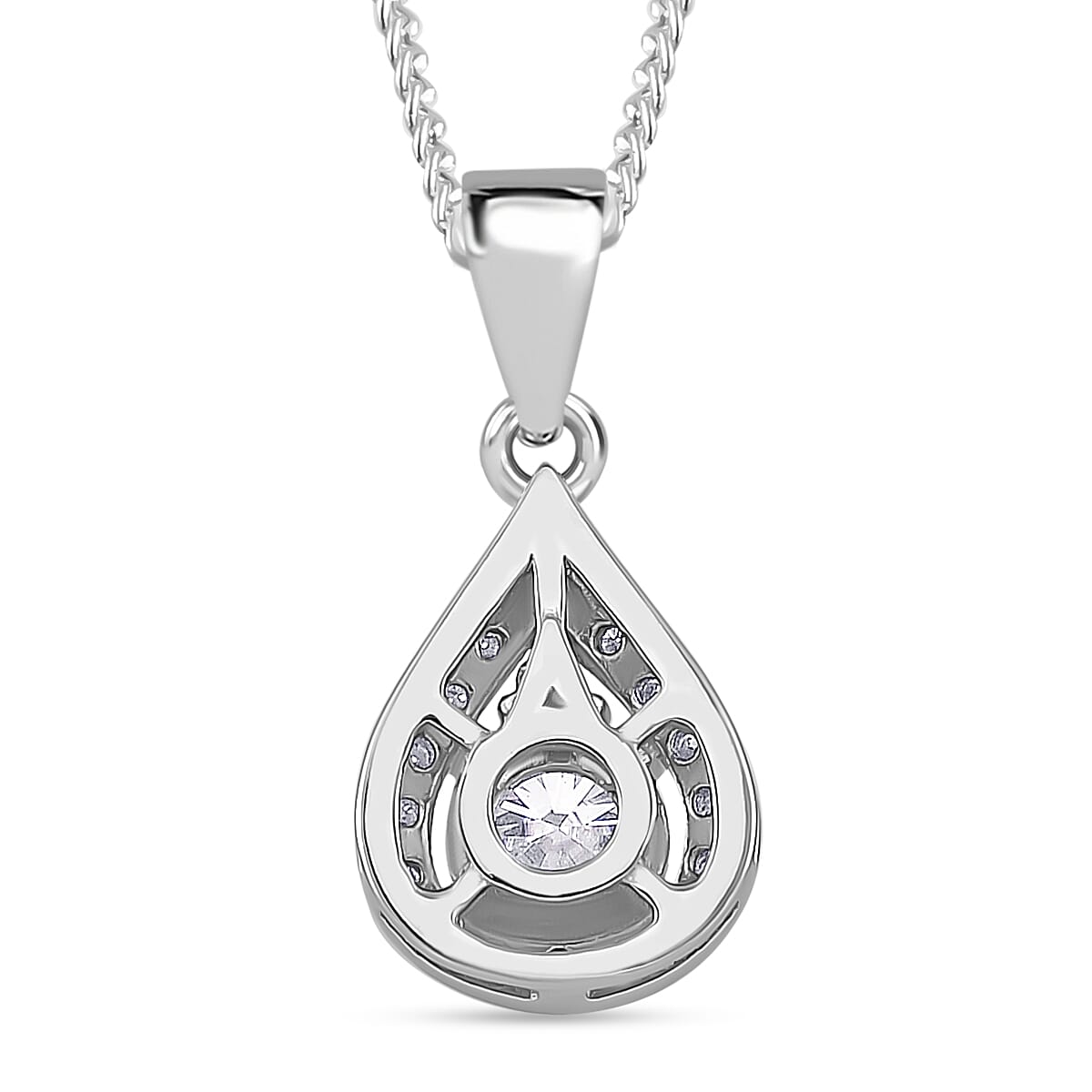 RADIANTA Moissanite - GRA Certified D-VVS1 Moissanite Pendant with Chain (Size - 18) in Rhodium Overlay Sterling Silver.