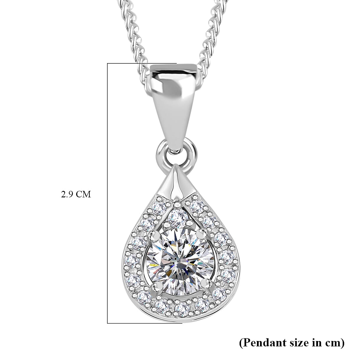 RADIANTA Moissanite - GRA Certified D-VVS1 Moissanite Pendant with Chain (Size - 18) in Rhodium Overlay Sterling Silver.