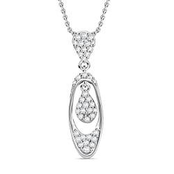 Champagne Diamond Pendant with Chain (Size - 20) in 18K Vermeil Rose Gold Plated Sterling Silver