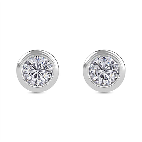 2 Piece Set - 9K White Gold SGL Certified White Diamond Earring with Push Back & Pendant 0.36 Ct