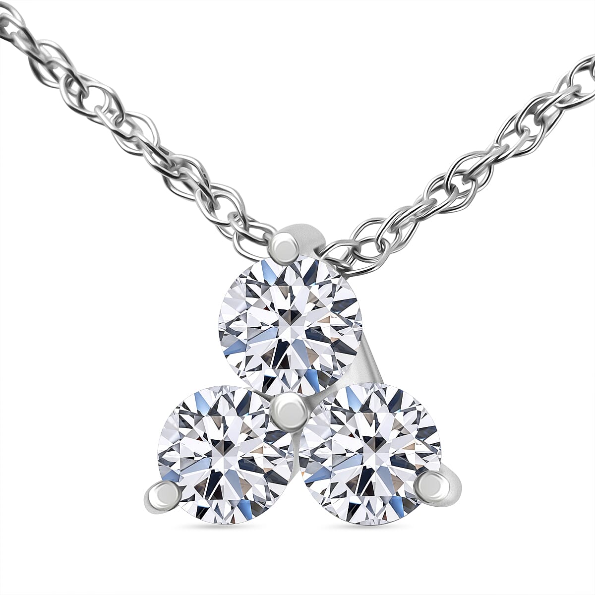 9K White Gold White Diamond I3-GH Pendant with Chain (Size 18)