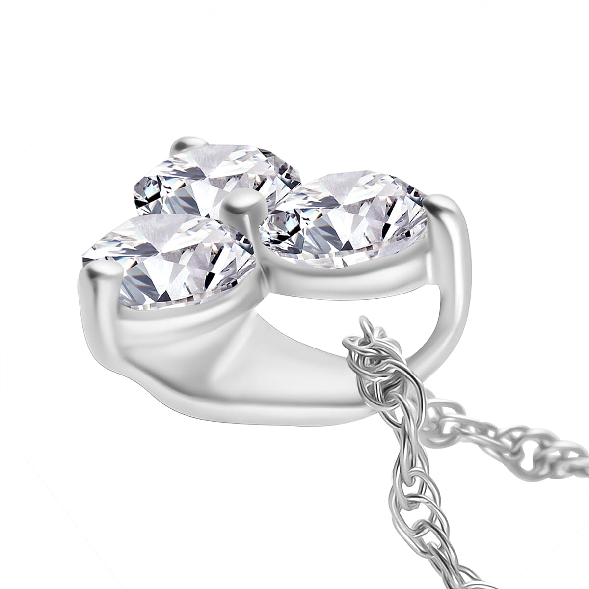 9K White Gold White Diamond I3-GH Pendant with Chain (Size 18)