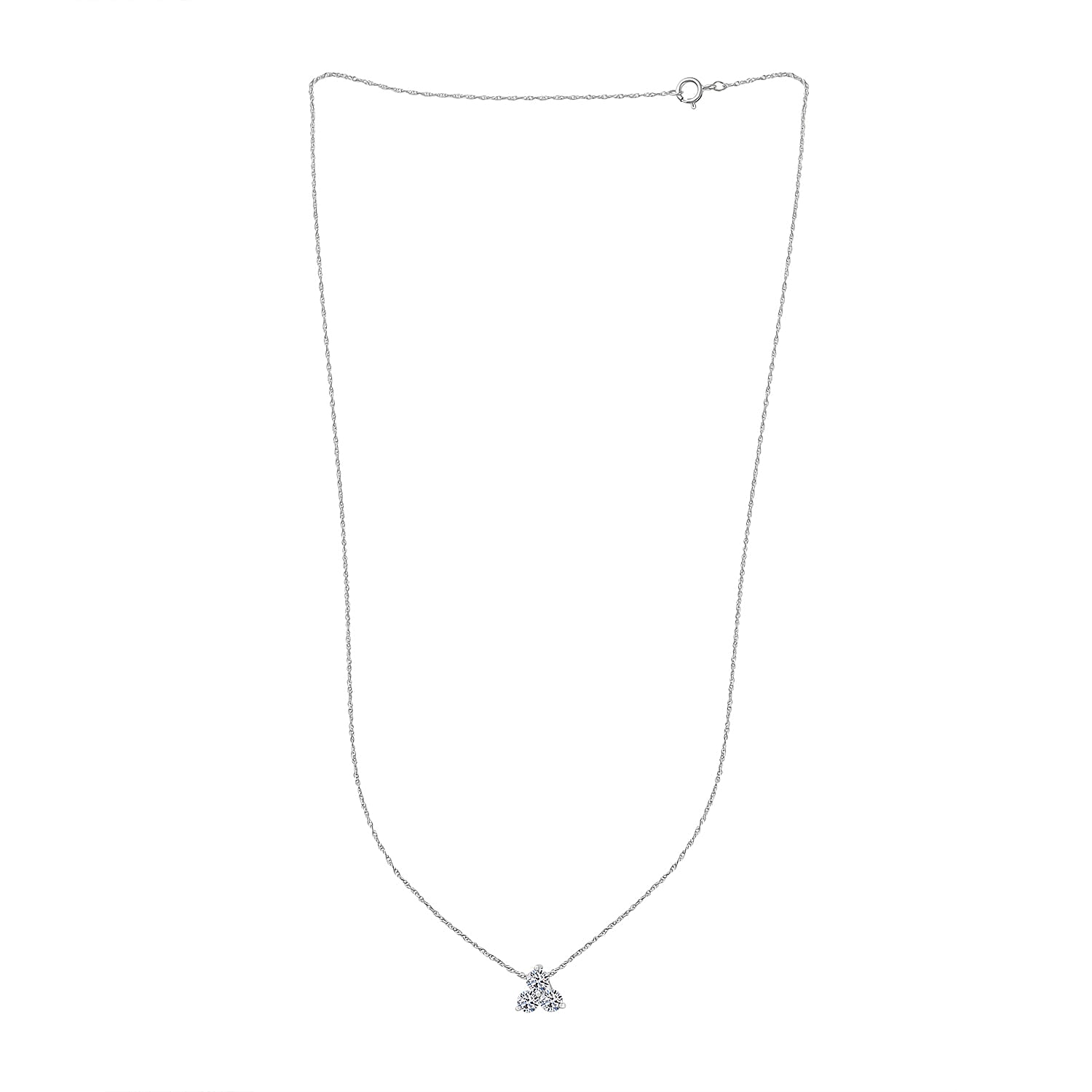 9K White Gold White Diamond I3-GH Pendant with Chain (Size 18)