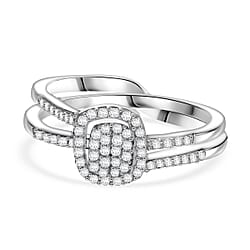 Set of 2 Diamond Band Ring in Sterling Silver