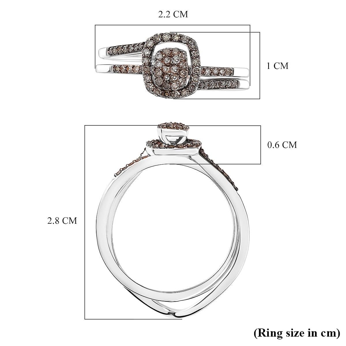 Set of 2 - Champagne Diamond Band Ring in 18K Vermeil Rose Gold Plated Sterling Silver Set of 2 - Champagne Diamond Band Ring in 18K Vermeil Rose Gold Plated Sterling Silver