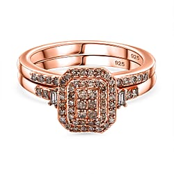 Set of 2 Diamond Stackable Ring in Rhodium Overlay Sterling Silver