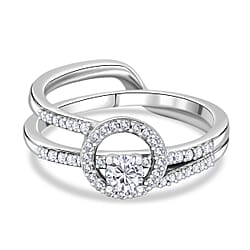 Set of 2 - White Diamond Ring in Sterling Silver