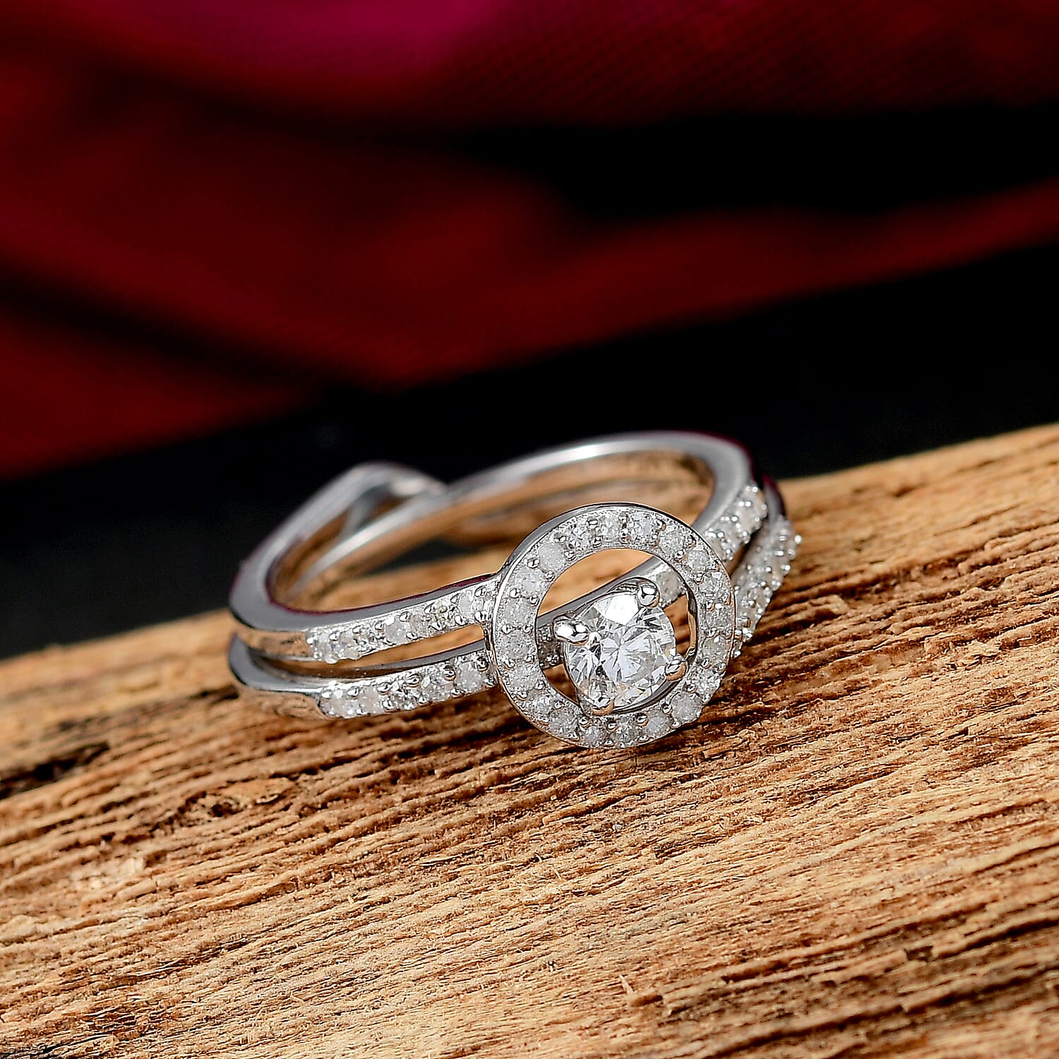 Set of 2 - White Diamond Ring in Sterling Silver