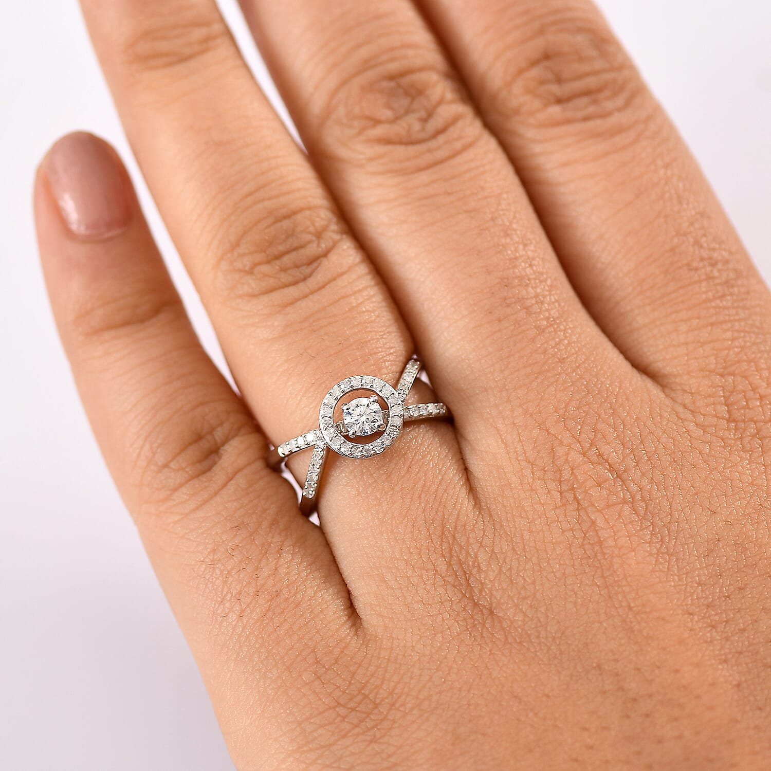 Set of 2 - White Diamond Ring in Sterling Silver