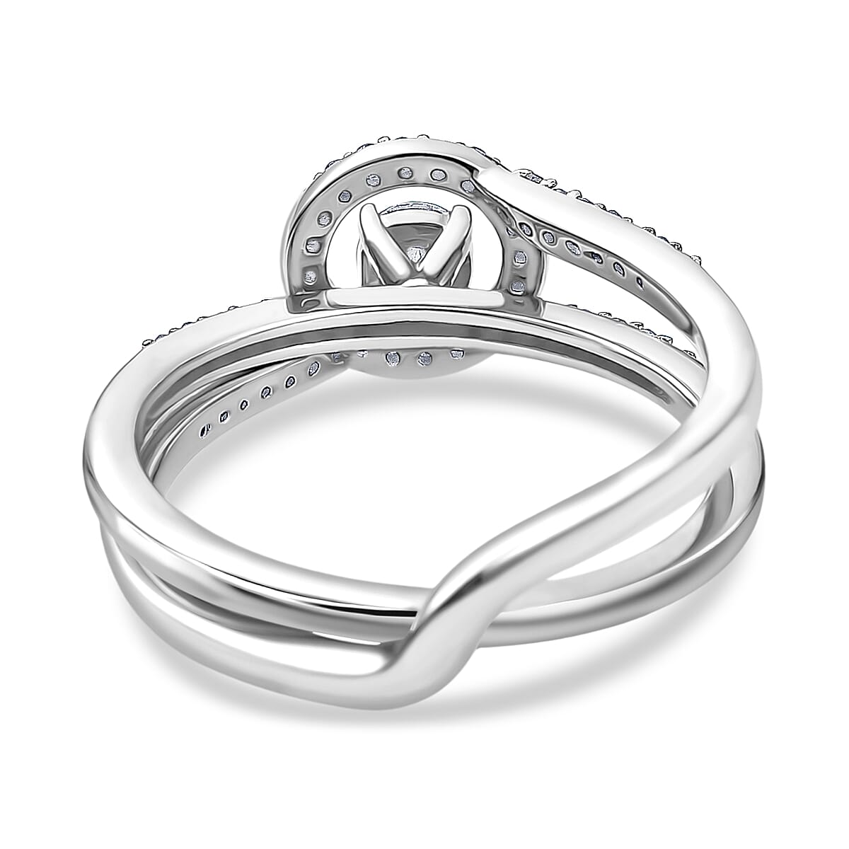 Set of 2 - White Diamond Ring in Sterling Silver