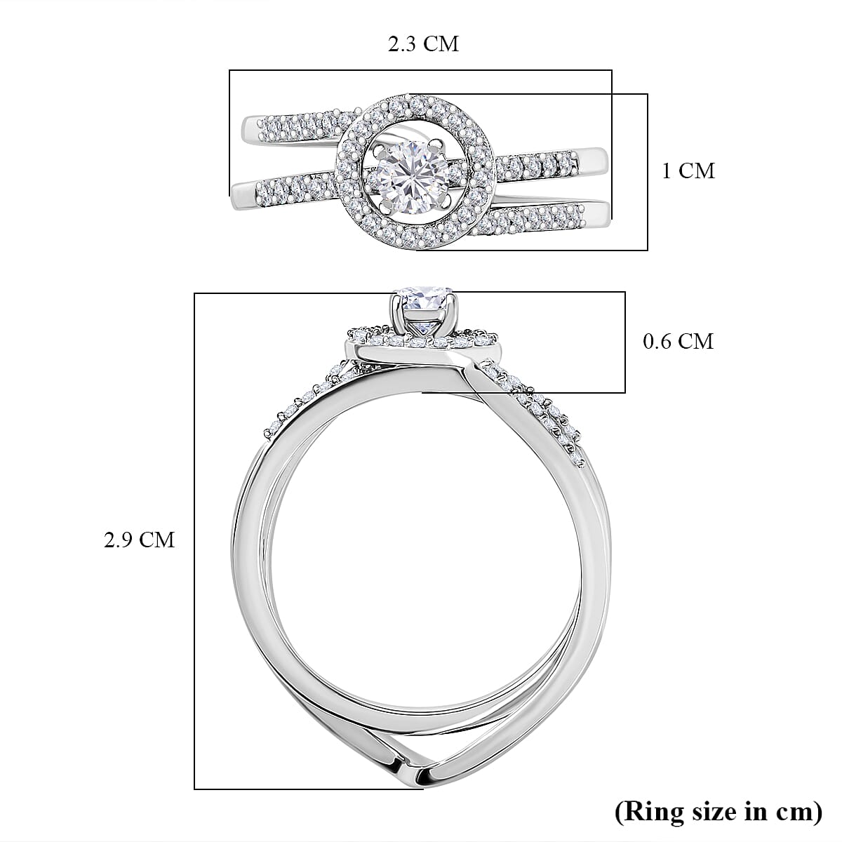 Set of 2 - White Diamond Ring in Sterling Silver