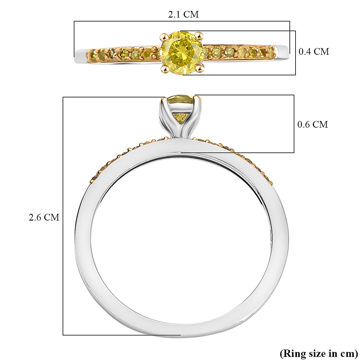 Set of 2 - White Diamond Ring in Sterling Silver