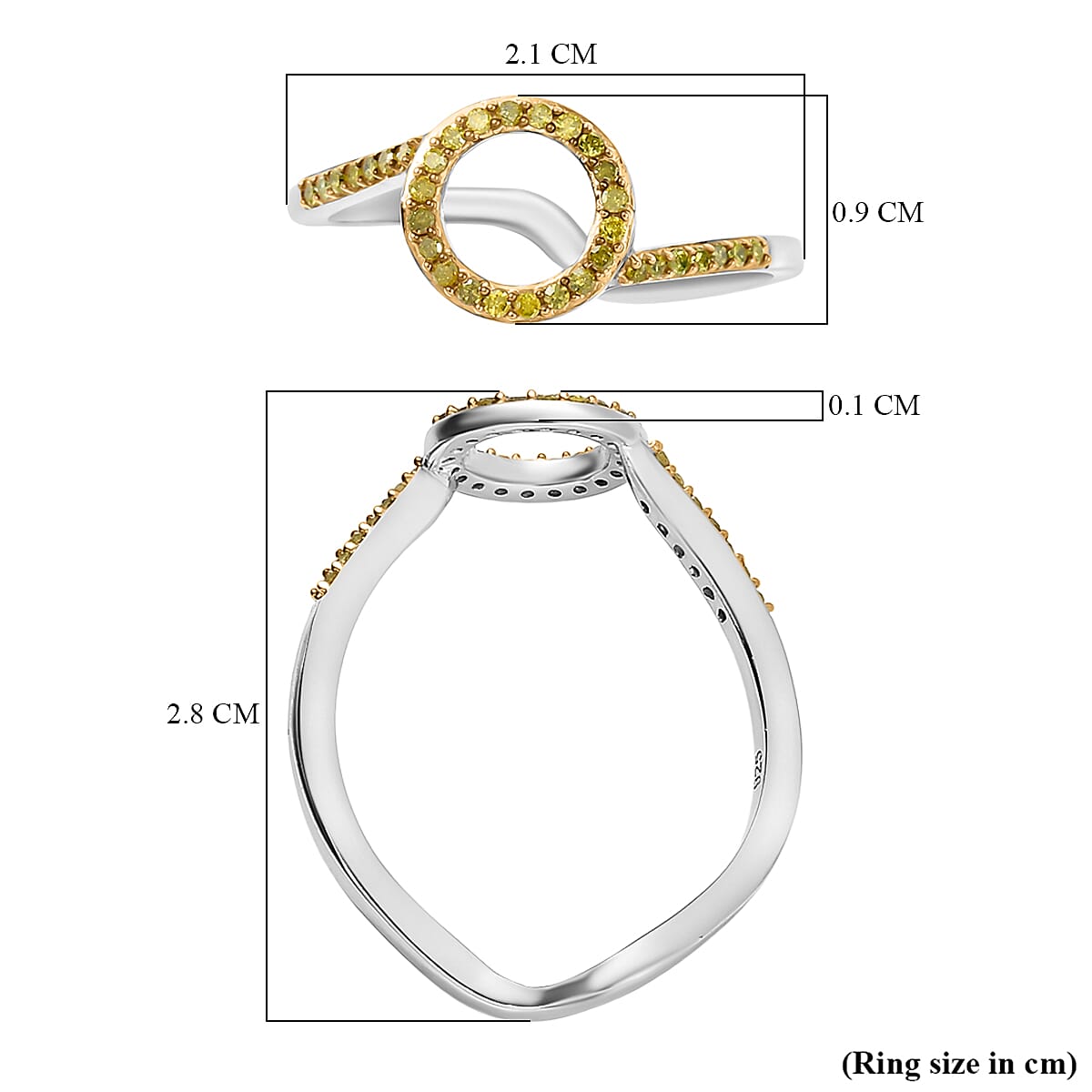 Set of 2 - White Diamond Ring in Sterling Silver