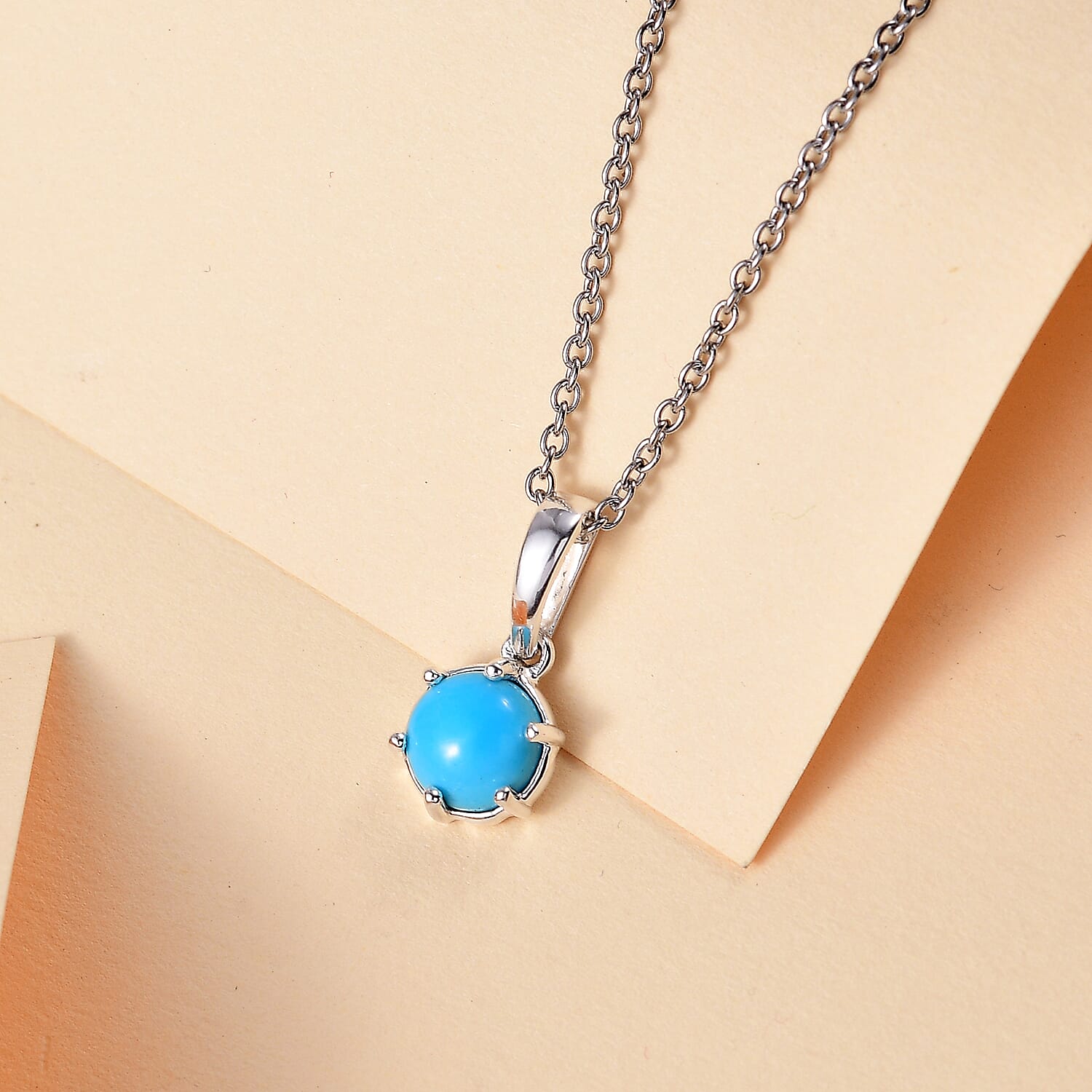 Sleeping Beauty Turquoise Sterling Silver Pendant with Chain (Size 20) 1.16 Ct.