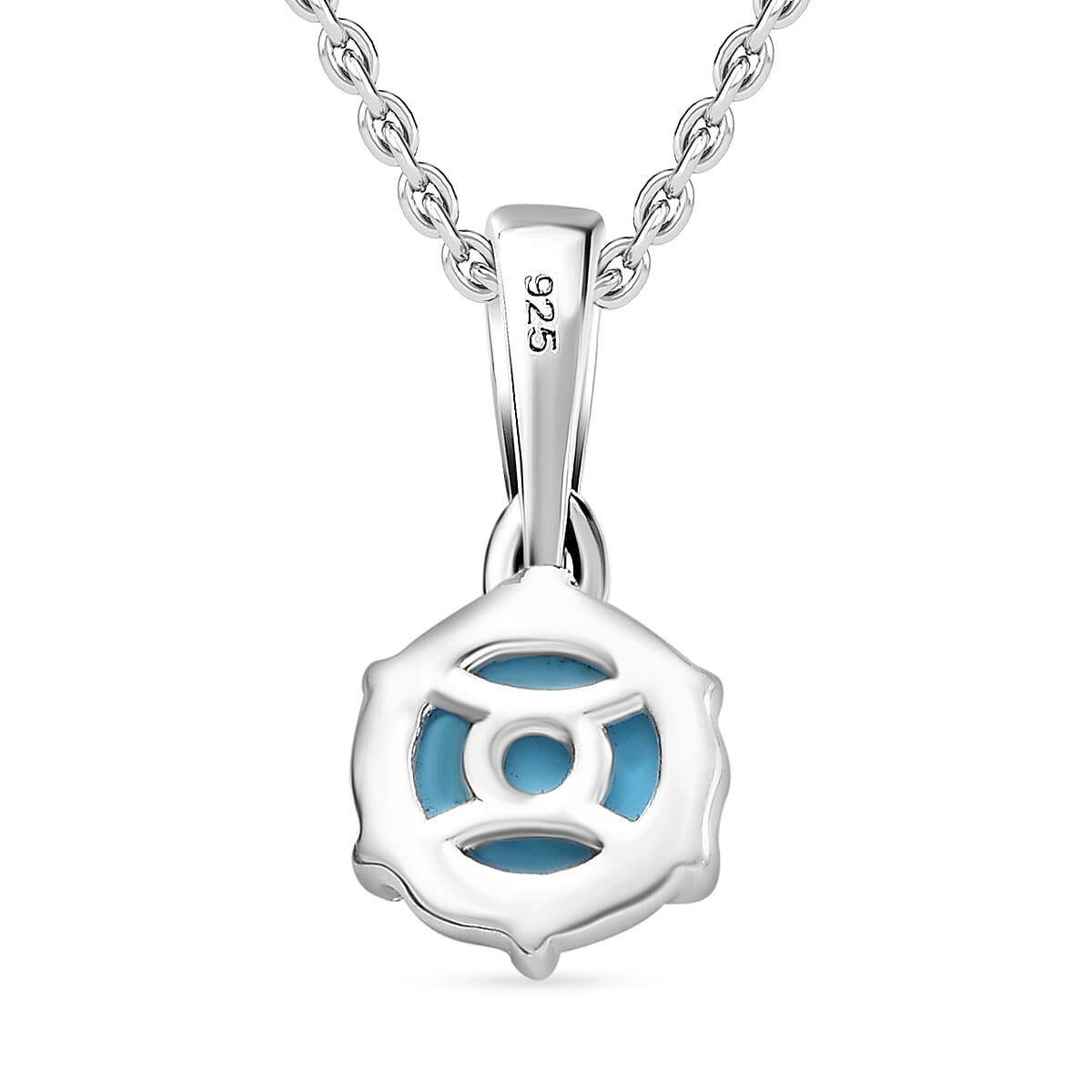 Sleeping Beauty Turquoise Sterling Silver Pendant with Chain (Size 20) 1.16 Ct.