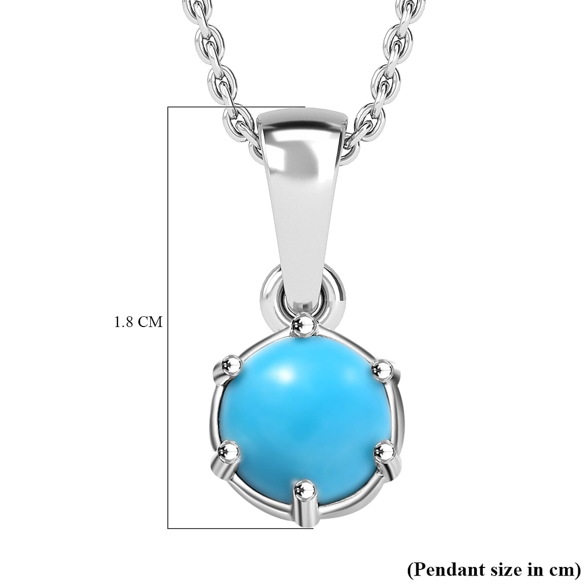 Sleeping Beauty Turquoise Sterling Silver Pendant with Chain (Size 20) 1.16 Ct.