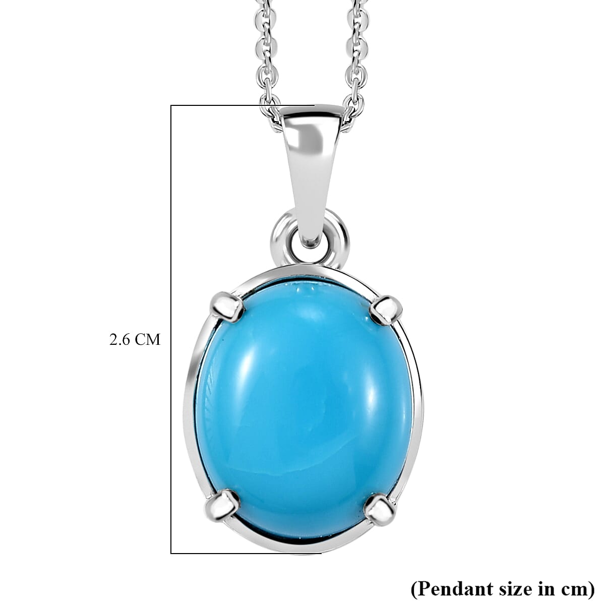 Sleeping Beauty Turquoise Pendant with Necklace (Size 24) in Rhodium Overlay Sterling Silver 4.50 Ct.