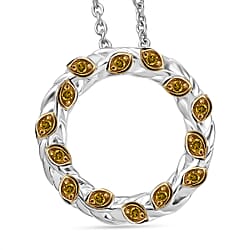 White Diamond Pendant with Chain (Size - 20) in Rhodium Overlay Sterling Silver