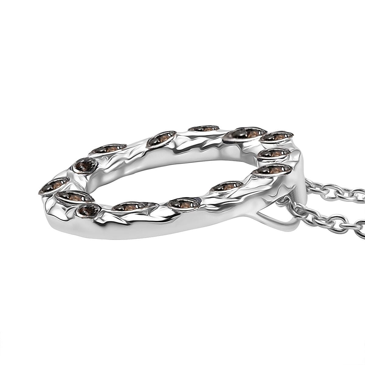 Red Diamond Pendant with Chain (Size - 20) in Rhodium Overlay Sterling Silver