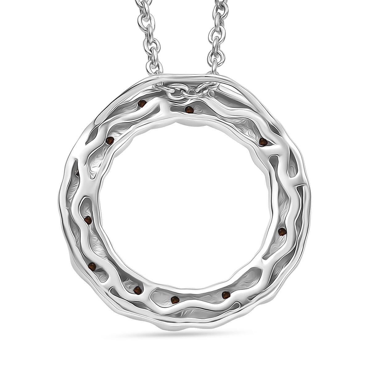 Red Diamond Pendant with Chain (Size - 20) in Rhodium Overlay Sterling Silver