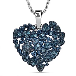 Diamond Pendant with Chain (Size - 20) in Rhodium Overlay Sterling Silver