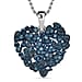 Blue Diamond Pendant with Chain (Size - 20) in Rhodium Overlay Sterling Silver