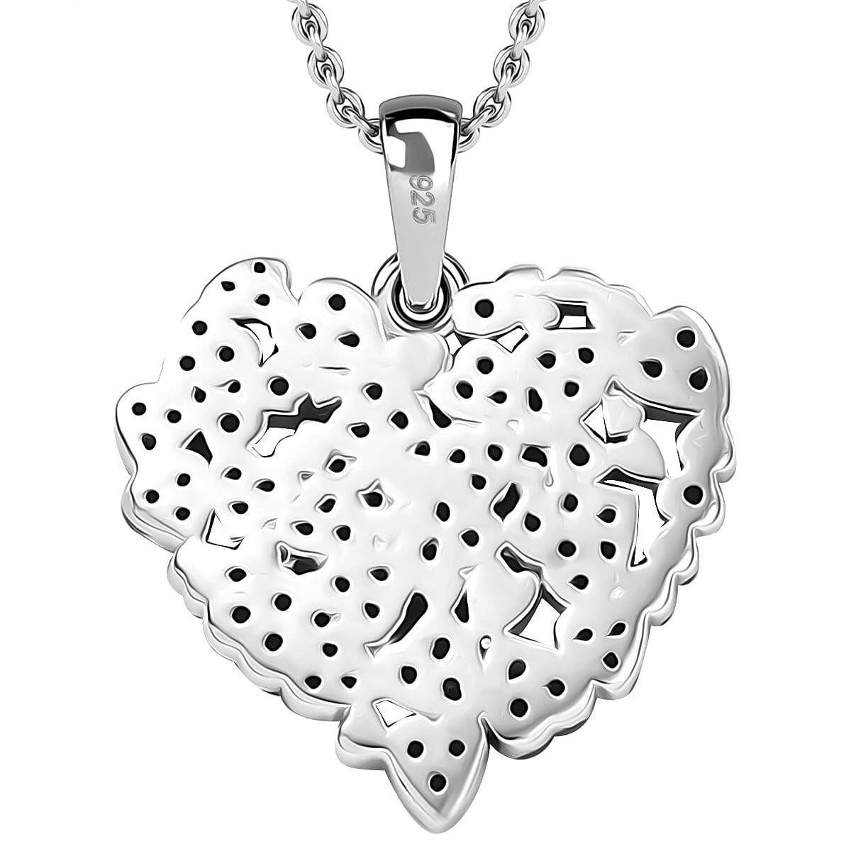 Blue Diamond Pendant with Chain (Size - 20) in Rhodium Overlay Sterling Silver 0.50 Ct.