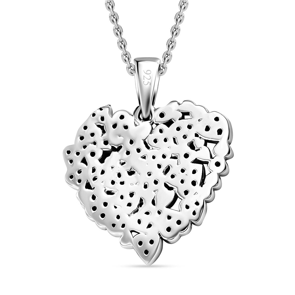 Green Diamond Pendant with Chain (Size - 20) in Rhodium Overlay  Sterling Silver 0.50 Ct.